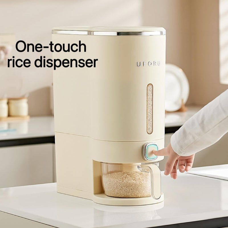 Reflygen Rice Dispenser With Measuring Cup,Kitchen Grain Storage Container,Pantry&Home Dry Goods Storage Box (22-Pound) - Image 1